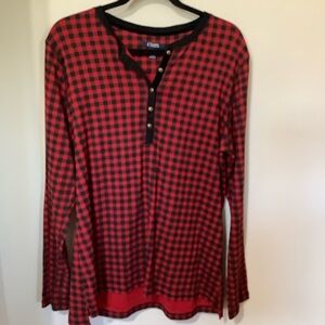 CHAPS: Red & Black Plaid Long Sleeve Top (NWOT)